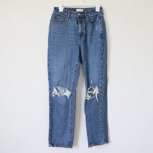 pacsun Blue Distressed Curve Straight Leg Jeans